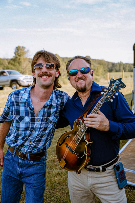 Taylor Parks and Jesse Brock backstage at Gospel on the Farm 2026 - photo courtesy of The Gospel Plowboys