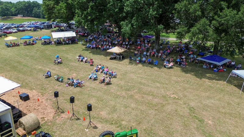 Drone shot at Gospel on the Farm 2026 - photo courtesy of The Gospel Plowboys