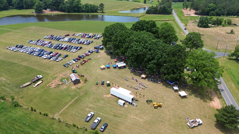 Drone shot at Gospel on the Farm 2026 - photo courtesy of The Gospel Plowboys