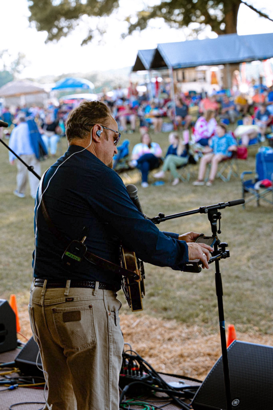 Jesse Brock with Authentic Unlimited at Gospel on the Farm 2026 - photo courtesy of The Gospel Plowboys