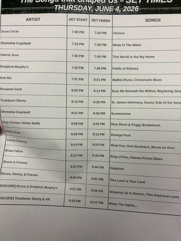 Schedule for Music America: Songs That Shaped Us at the Bruce Springsteen Center (6/4/26) - photo © Ariel Rosenberg