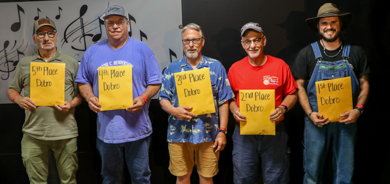 Adult Dobro winners at the 2026 Mount Airy Fiddlers' Convention - photo © G. Nicholas Hancock