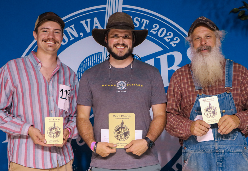 Adult Miscellaneous (Dobro) winners at the 2026 Abingdon Fiddlers' Convention - photo © G. Nicholas Hancock