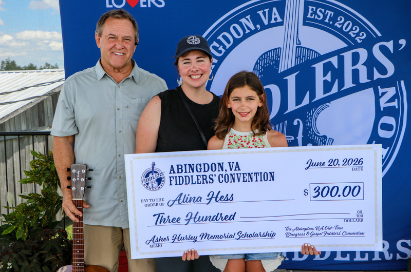 Alina Hess, Asher Hurley Memorial Scholarship winner, at the 2026 Abingdon Fiddlers' Convention - photo © G. Nicholas Hancock