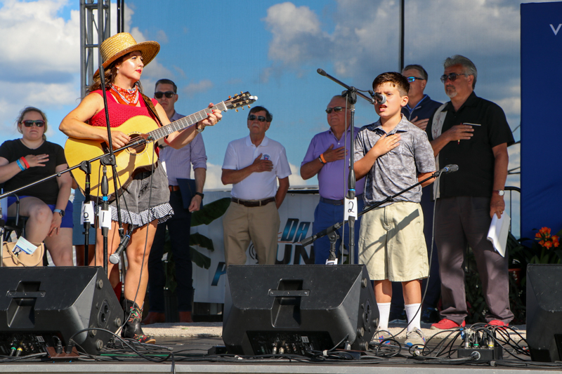 Carrson Blankenship singing the National Anthem at the 2026 Abingdon Fiddlers' Convention - photo © G. Nicholas Hancock