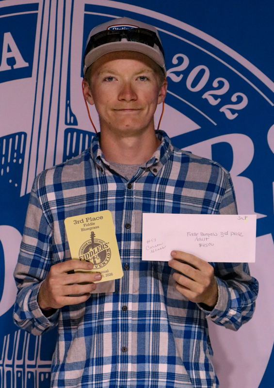 Carson Glass, 3rd Place Adult Bluegrass Fiddle, at the 2026 Abingdon Fiddlers' Convention - photo © G. Nicholas Hancock