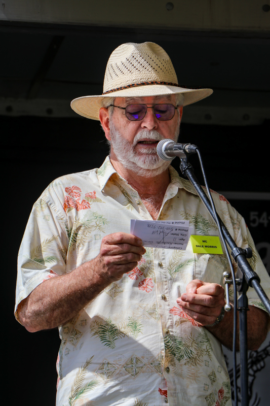 Dale Morris, MC, at the 2026 Mount Airy Fiddlers' Convention - photo © G. Nicholas Hancock