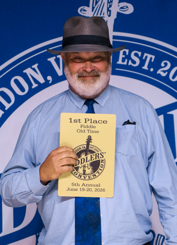Dan Kessinger, 1st Place Adult Old-time Fiddle, at the 2026 Abingdon Fiddlers' Convention - photo © G. Nicholas Hancock