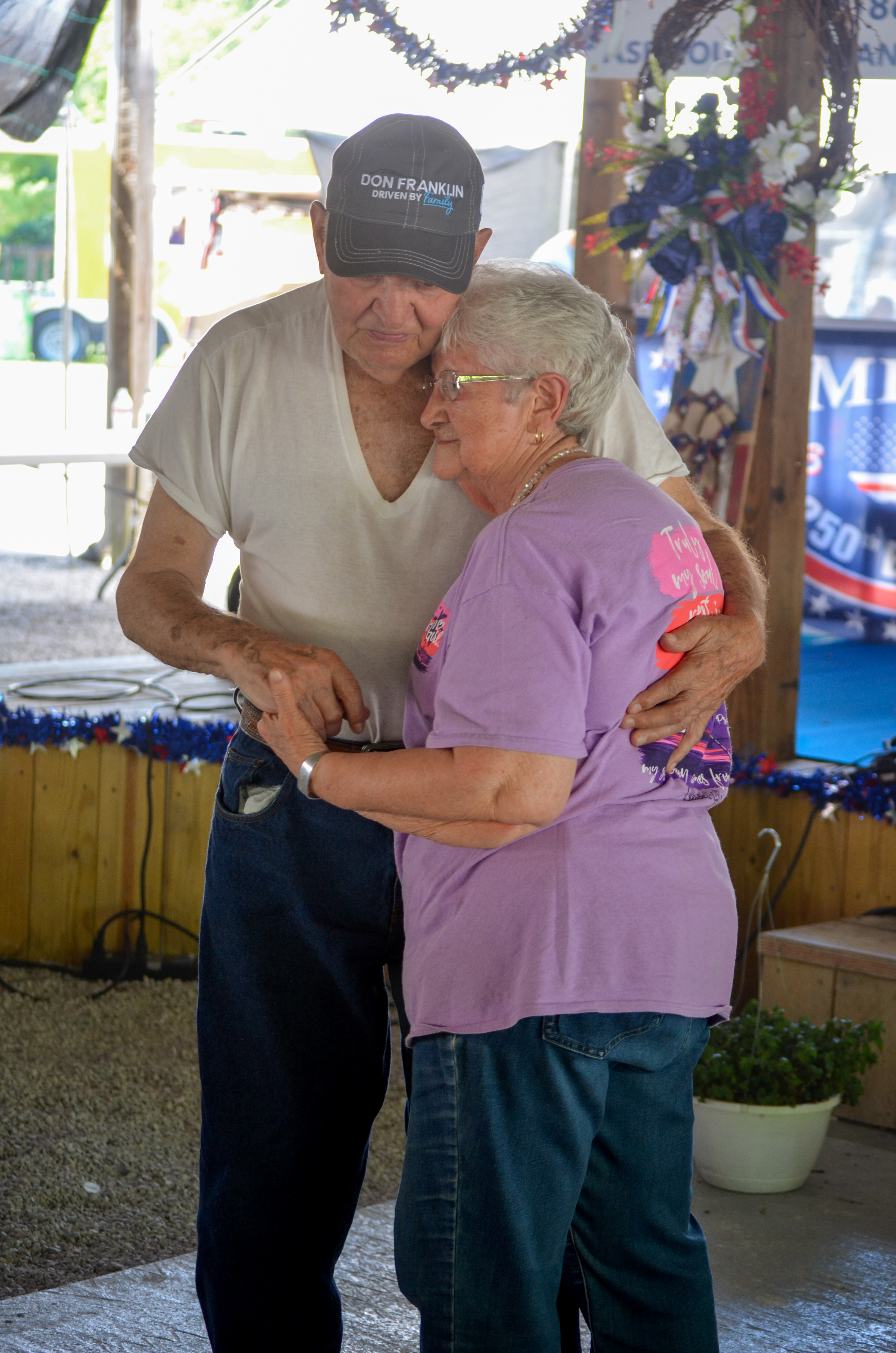 Clinton and Bonnie West have a 70th anniversary dance at Blazin Bluegrass 2026 - photo © Roger Black