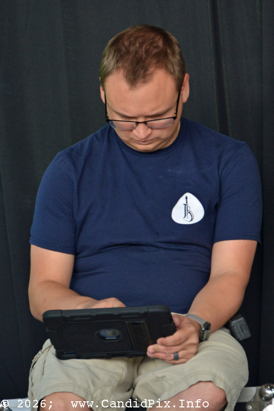 Jackson Bethune running sound at the 2026 Cherokee Bluegrass Festival - photo © Bill Warren