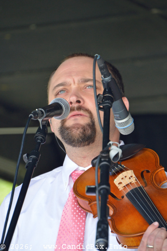 Tom Isaacs with Larry Efaw & The Bluegrass Mountaineers at the 2026 Cherokee Bluegrass Festival - photo © Bill Warren