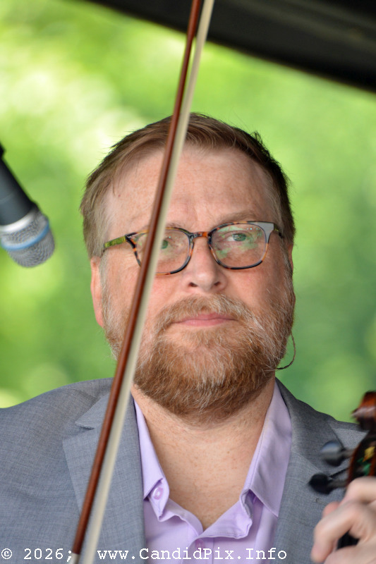 Adam Haynes with Rhonda Vincent & The Rage at the 2026 Cherokee Bluegrass Festival - photo © Bill Warren