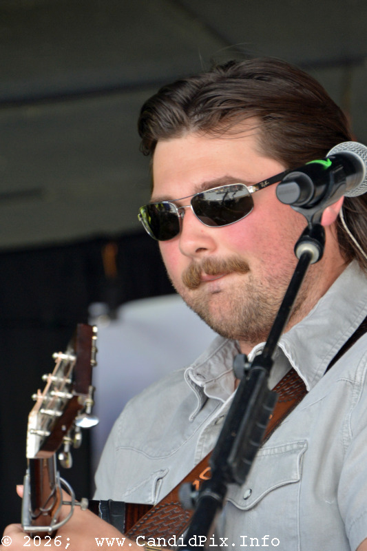 Colton Baker with Authentic Unlimited at the 2026 Cherokee Bluegrass Festival - photo © Bill Warren