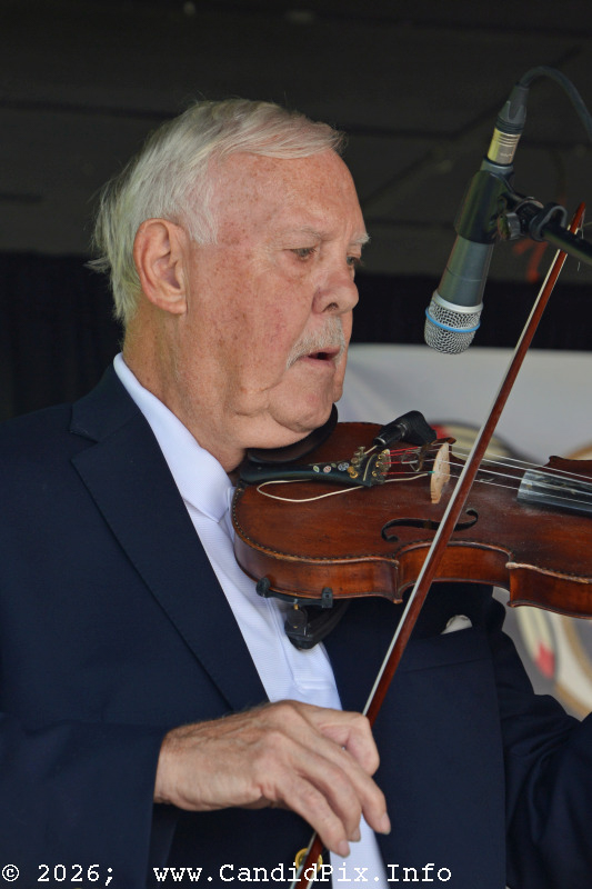 Freddy Burky with Sandy Back Porch at the 2026 Cherokee Bluegrass Festival - photo © Bill Warren
