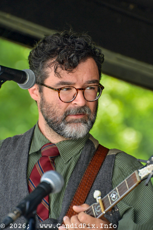 Derek Vaden with the Larry Stephenson Band at the 2026 Cherokee Bluegrass Festival - photo © Bill Warren