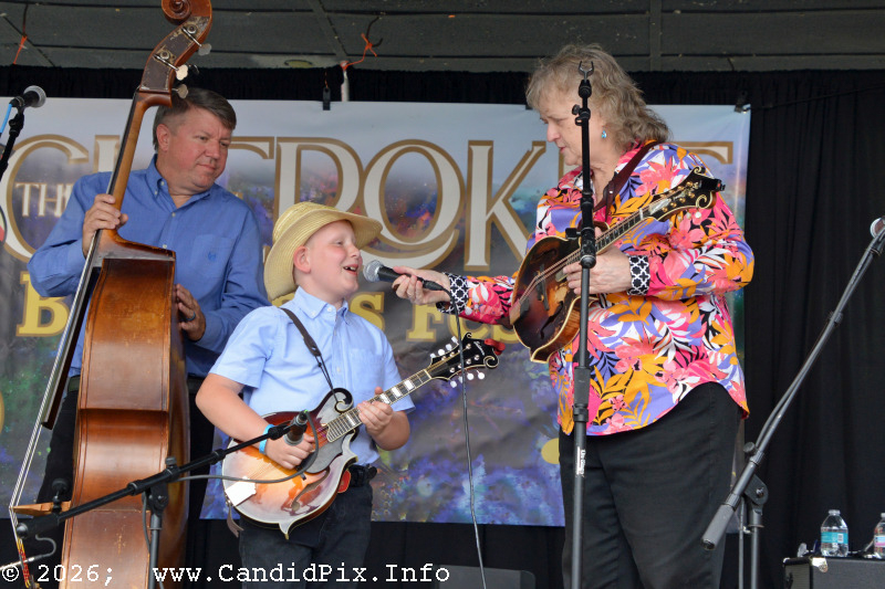 Ren Fulcher and Lorraine Jordan  at the 2026 Cherokee Bluegrass Festival - photo © Bill Warren