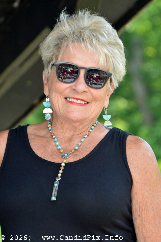 MC Sherry Boyd at the 2026 Cherokee Bluegrass Festival - photo © Bill Warren