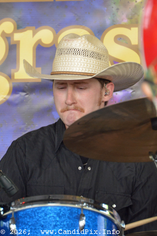 Landon Smith with The Malpass Brothers at the 2026 Cherokee Bluegrass Festival - photo © Bill Warren