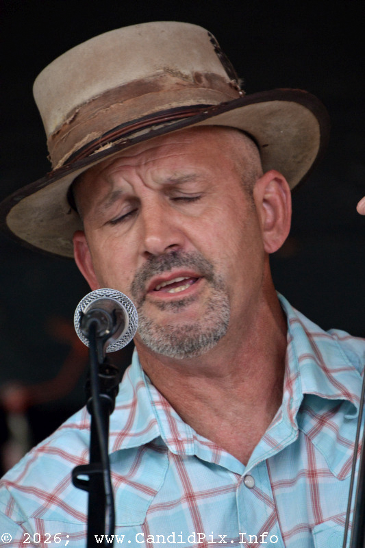 Kevin Sluder with The Darren Nicholson Band at the 2026 Cherokee Bluegrass Festival - photo © Bill Warren