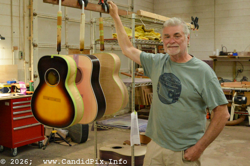 Mike Franks at the Cirrus Guitars shop - photo © Bill Warren
