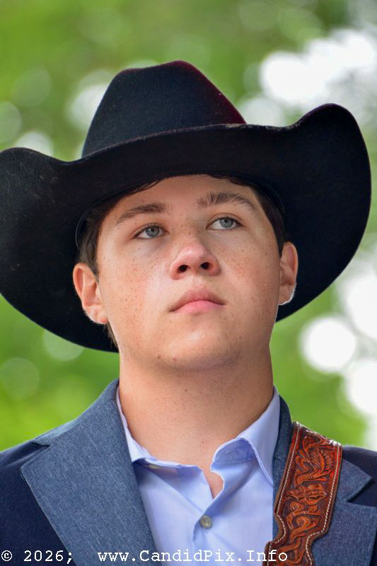 Caleb O'Neal with Kentucky Just Us at the 2026 Charlotte Bluegrass Festival - photo © Bill Warren