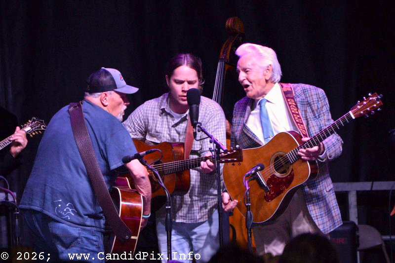 Terry Barber and Billy Strings with The Del McCoury Band at the 2026 Charlotte Bluegrass Festival - photo © Bill Warren