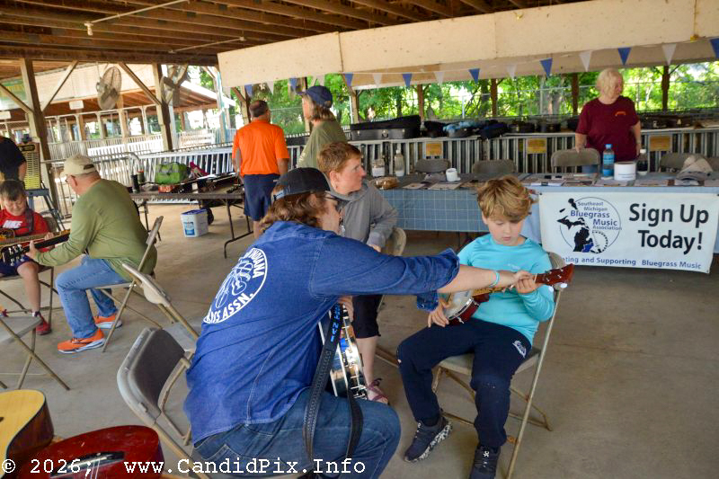 Instrument Petting Zoo for kids at the 2026 Charlotte Bluegrass Festival - photo © Bill Warren