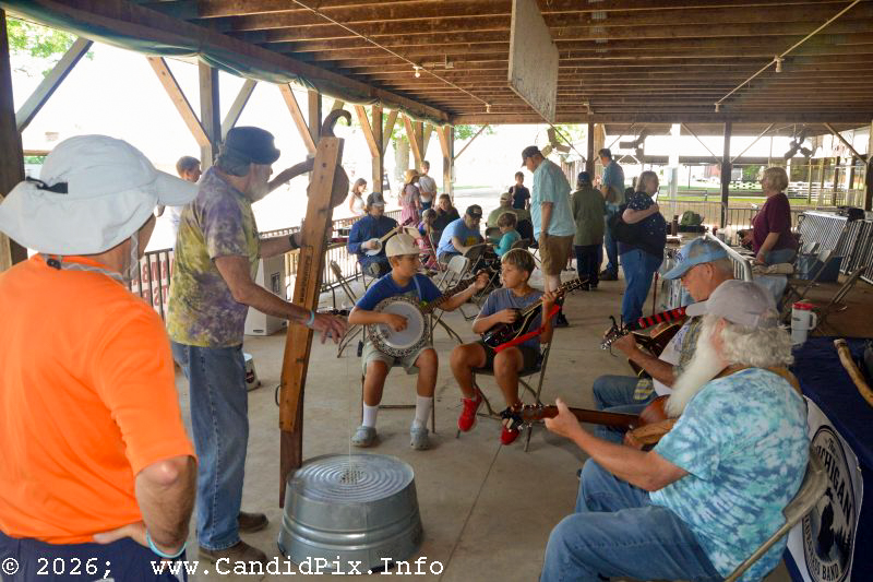 Instrument Petting Zoo for kids at the 2026 Charlotte Bluegrass Festival - photo © Bill Warren