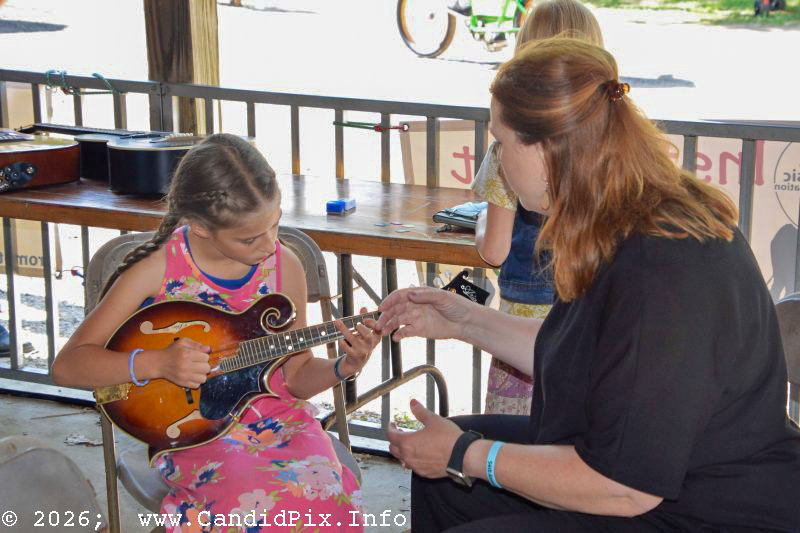Instrument Petting Zoo for kids at the 2026 Charlotte Bluegrass Festival - photo © Bill Warren
