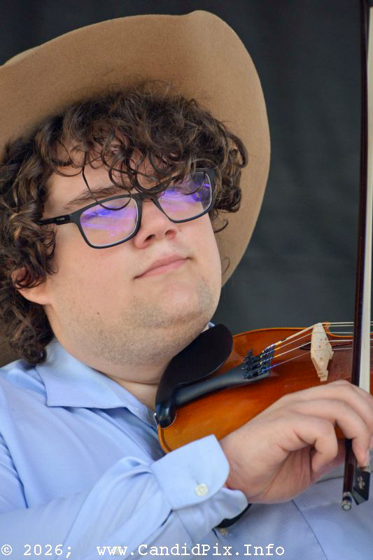 Eb Saunders with The Kevin Prater Band at the 2026 Charlotte Bluegrass Festival - photo © Bill Warren