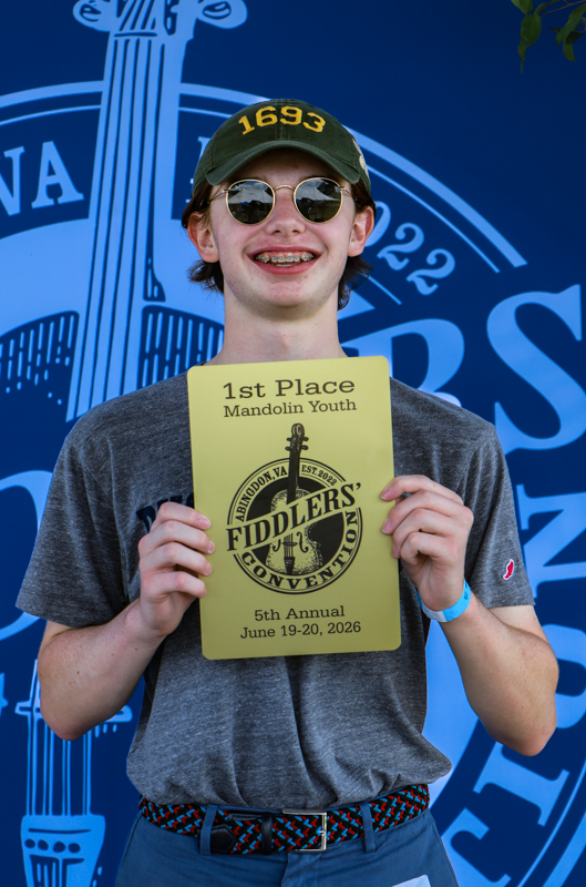 Eamon Russell, 1st Place Youth Mandolin, at the 2026 Abingdon Fiddlers' Convention - photo © G. Nicholas Hancock