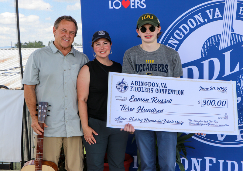 Eamon Russell, Asher Hurley Memorial Scholarship winner, at the 2026 Abingdon Fiddlers' Convention - photo © G. Nicholas Hancock