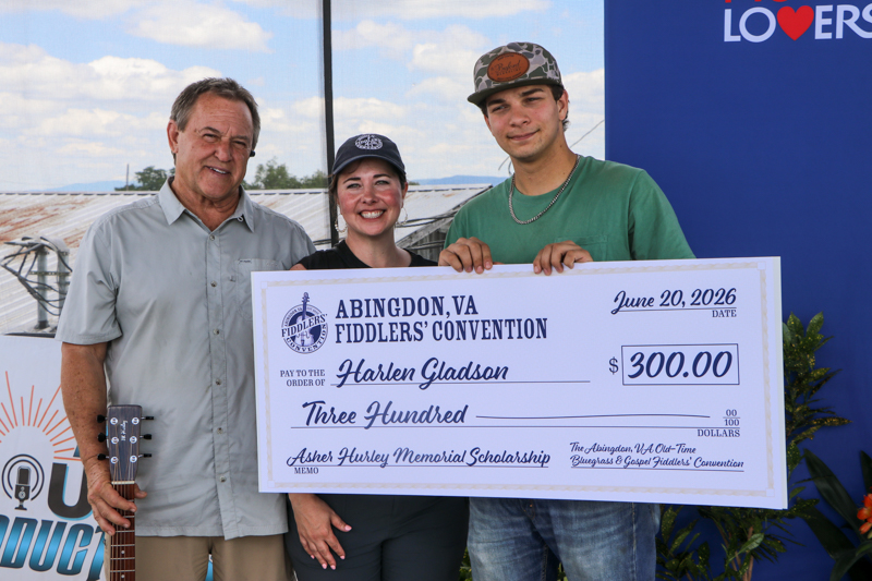 Harlen Gladson, Asher Hurley Memorial Scholarship winner, at the 2026 Abingdon Fiddlers' Convention - photo © G. Nicholas Hancock