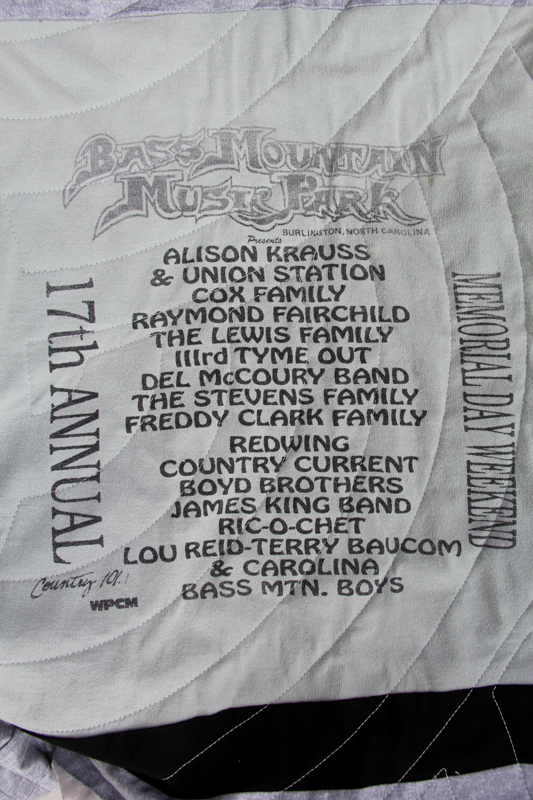 Signed T-shirt quilt given to promoter Mike Wilson by his family at the 2026 Willow Oak Bluegrass Festival - photo © Laura Ridge