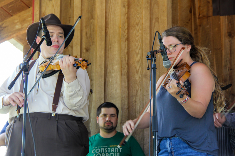 Adam Burrows and Mary Rachel Nalley Norris with Country Grass at the 2026 Willow Oak Bluegrass Festival - photo © Laura Ridge