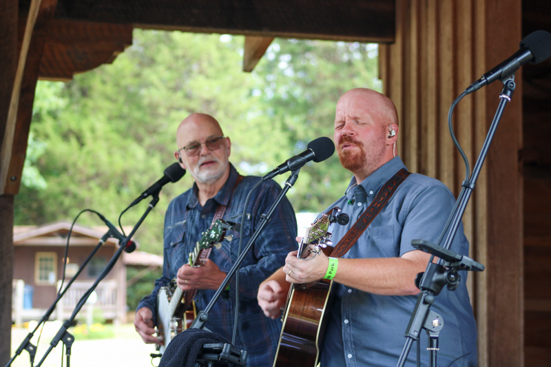 Sammy Shelor and Jesse Smathers with Lonesome River Band at the final Willow Oak festival in June 2026 - photo © Laura Ridge