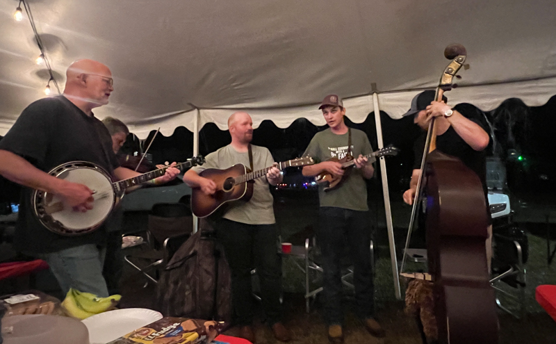 Lonesome River Band concluding Thursday night’s show inside hospitality tent