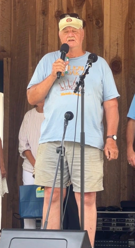 Willow Oak promoter Mike Wilson welcomes all to his last festival at the 2026 Willow Oak Bluegrass Festival - photo © Sandy Hatley