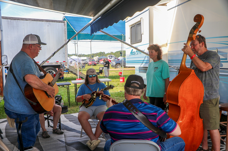 Jamming at the Paula Dellenback campsite at the 2026 Mount Airy Fiddlers' Convention - photo © G. Nicholas Hancock