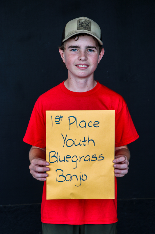 Josiah Wilkerson, 1st Place Youth Bluegrass Banjo at the 2026 Mount Airy Fiddlers' Convention - photo © G. Nicholas Hancock
