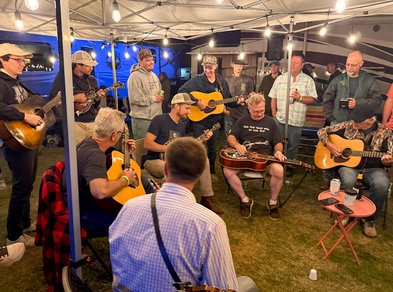 Lat night jam at the 2026 Pickin' On The Plains Music Festival - photo © Cynthia Marcotte Stamer