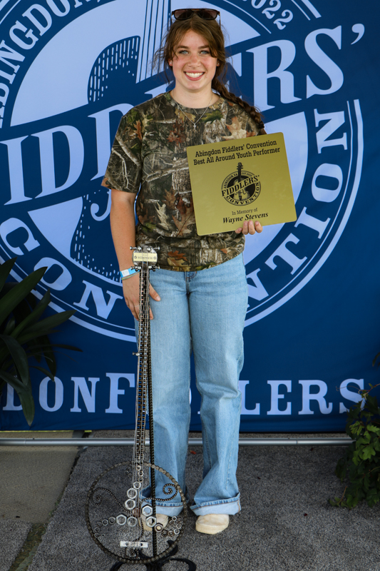Lindy Gladson, Best All Around Youth Performer, at the 2026 Abingdon Fiddlers' Convention - photo © G. Nicholas Hancock