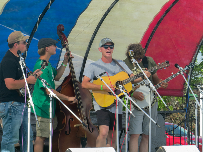 Link Brothers with Ussac Durst on the open stage at the 2026 Pickin' On The Plains Music Festival - photo © Evan Barnum