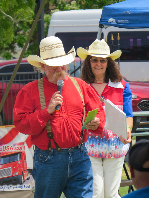 MCs Marshal Allen Bailey and Cowgirl Janey at the 2026 Pickin' On The Plains Music Festival - photo © Evan Barnum