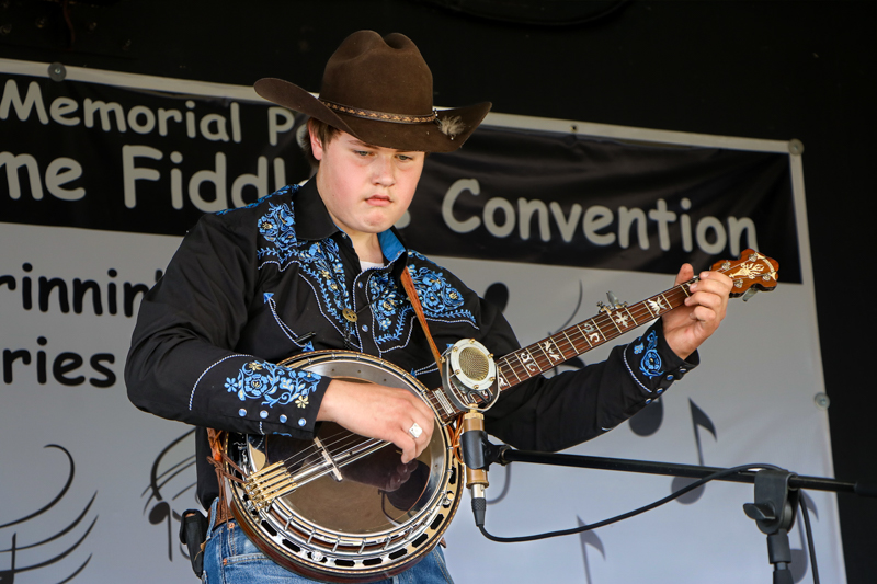 Mason Hensley at the 2026 Mount Airy Fiddlers' Convention - photo © G. Nicholas Hancock