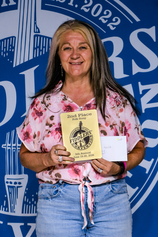 Michele Glass, 2nd Place Adult Folk Song,, at the 2026 Abingdon Fiddlers' Convention - photo © G. Nicholas Hancock