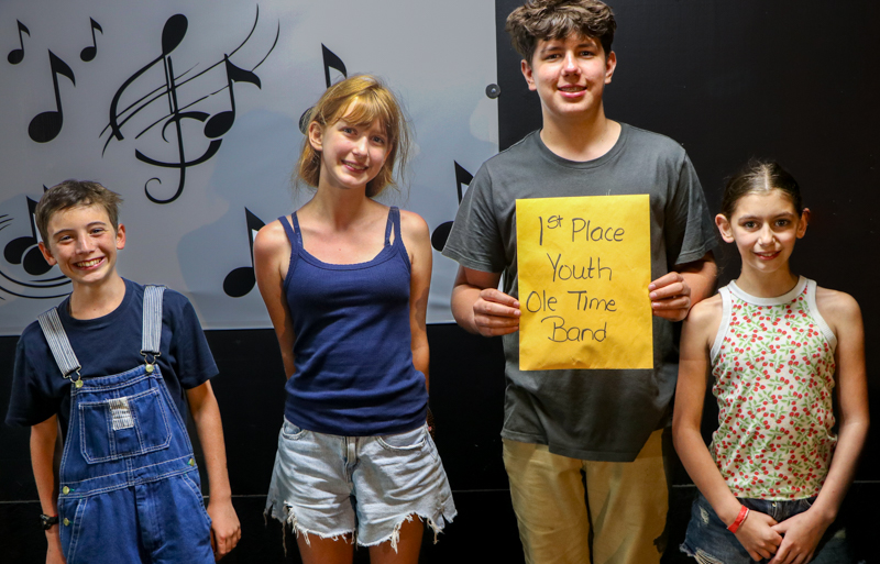 Shooting Creek Critters & Misha, 1st Place Youth Old-time  Band at the 2026 Mount Airy Fiddlers' Convention - photo © G. Nicholas Hancock