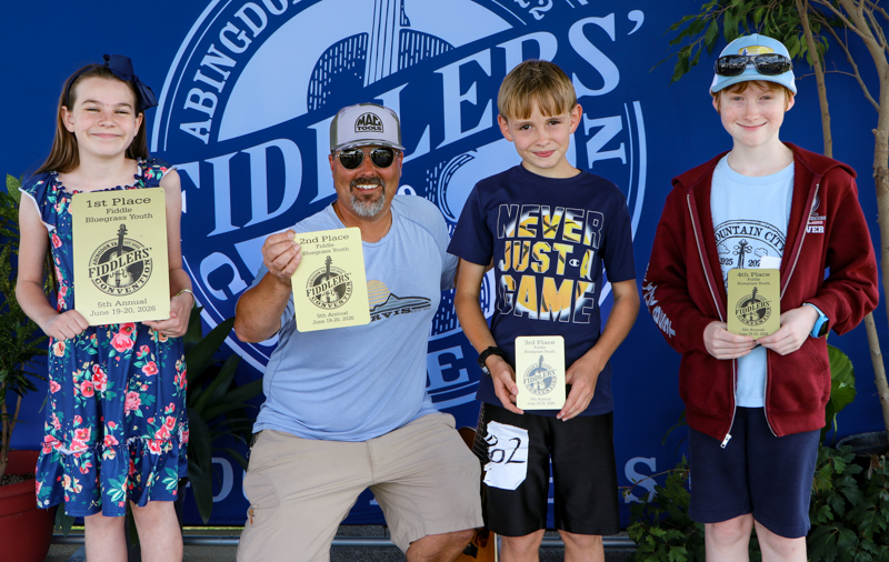 Youth Bluegrass Fidddle winners at the 2026 Abingdon Fiddlers' Convention - photo © G. Nicholas Hancock