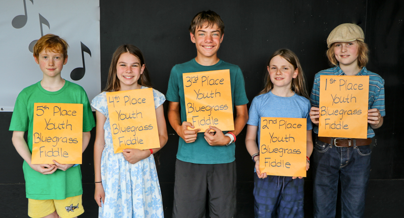 Youth Bluegrass Fiddle winners at the 2026 Mount Airy Fiddlers' Convention - photo © G. Nicholas Hancock