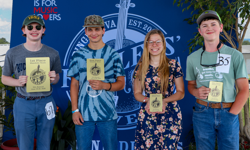 Youth Mandolin winners at the 2026 Abingdon Fiddlers' Convention - photo © G. Nicholas Hancock